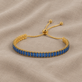 Verstellbares Tennisarmband mit blauen Kristallen