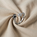925er Sterlingsilberring mit Pfotenabdruck – verstellbar mit kubischem Zirkonia und Emaille