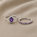 Amethyst-Spitzen-Ring-Set | Weißgold