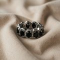 Onyx Ovaler Zirkonia Silberring
