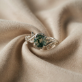 Retro runder Ring mit Achatkante und Blatt