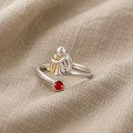 Sterlingsilber-Ring mit Hund und Mädchen – verstellbar und symbolisch