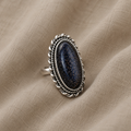 Vintage Silber Blauer Sandstein Ring