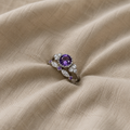 Violettes Kronen Ring-Set | Weißgold