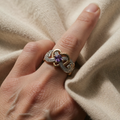 Violetter Herz Gold & Silber Ring | Bicolor