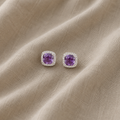 Amethyst Quadrat Pavé Ohrringe | Weißgold