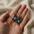 Goldene Blaue Blumen Ohrringe