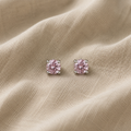 Runde Ohrringe mit rosa Saphir | Weißgold
