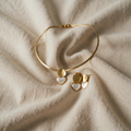 Vintage Gold Herz Schmuckset mit Halskette und Ohrringen