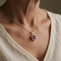 Amethyst Quadrat Pavé Halskette | Gold