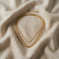 Halskette dreireihig goldfarben mit Gliederkette
