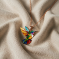 Regenbogen Kolibri Halskette - "Freude erhebt sich" Anhänger