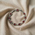 Silberne Ruby Blume Armband