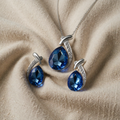 Set mit blauen Tropfen und Kristallbesatz